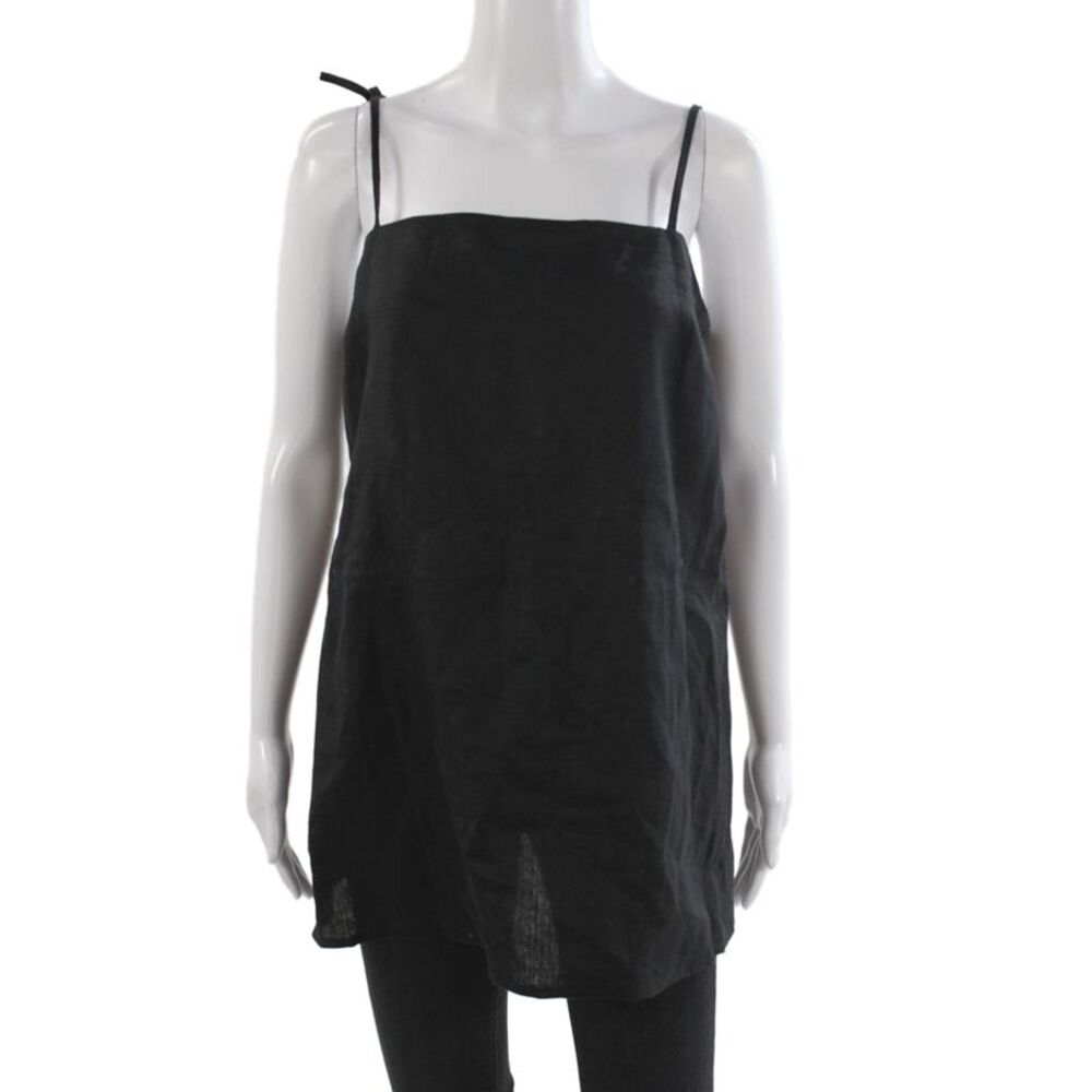 Reformation Womens Black Linen Square Neck Sleeveless Camisole Tie Size M